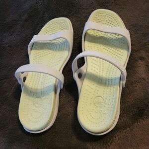 White and Cream Crocs Sandals